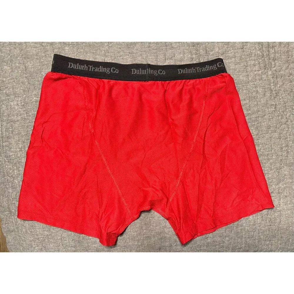 Two (2) Duluth Trading Co Red & Green Short Boxer Briefs Men Size L NEW